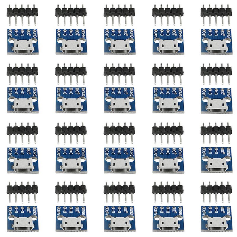 WMYCONGCONG 20 PCS Micro USB Power Adapter 5-Pin Board 2.54mm 5V Breakout Module with Male Pin Header - Image 1